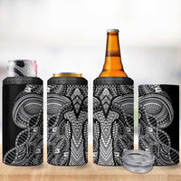 Samoan DNA Art Tattoo 4 in 1 Can Cooler Tumbler Polynesian Pattern Black Color