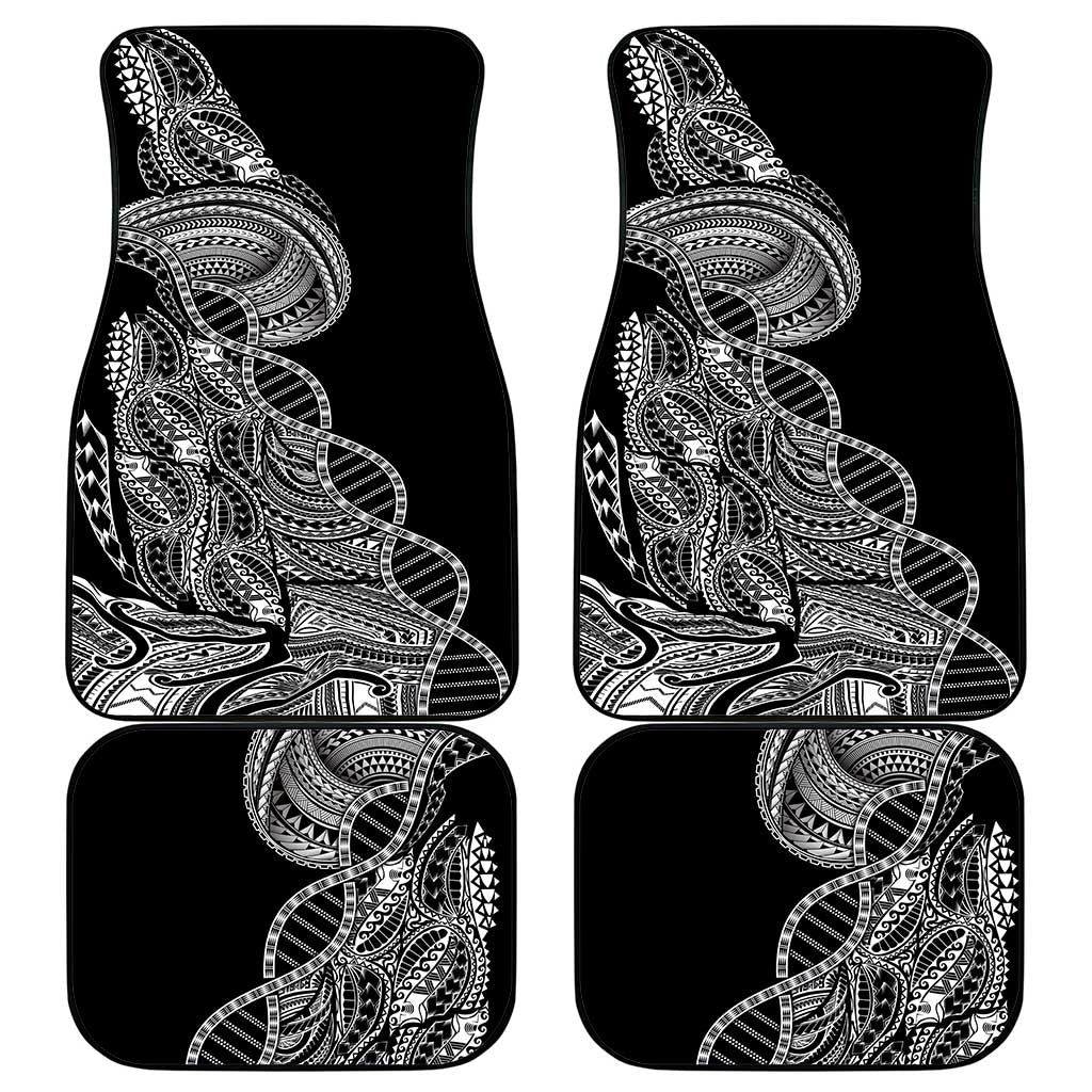 Samoan DNA Art Tattoo Car Mats Polynesian Pattern Black Color