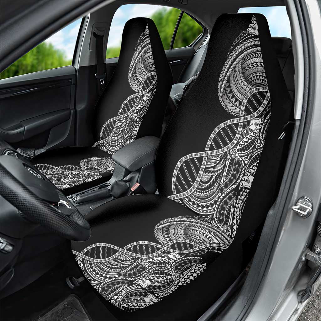 Samoan DNA Art Tattoo Car Seat Cover Polynesian Pattern Black Color