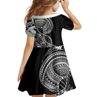 Samoan DNA Art Tattoo Family Matching Short Sleeve Bodycon Dress and Hawaiian Shirt Polynesian Pattern Black Color LT03 - Polynesian Pride