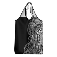 Samoan DNA Art Tattoo Grocery Bag Polynesian Pattern Black Color