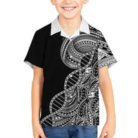 Samoan DNA Art Tattoo Kid Hawaiian Shirt Polynesian Pattern Black Color