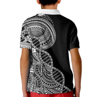 Samoan DNA Art Tattoo Kid Polo Shirt Polynesian Pattern Black Color