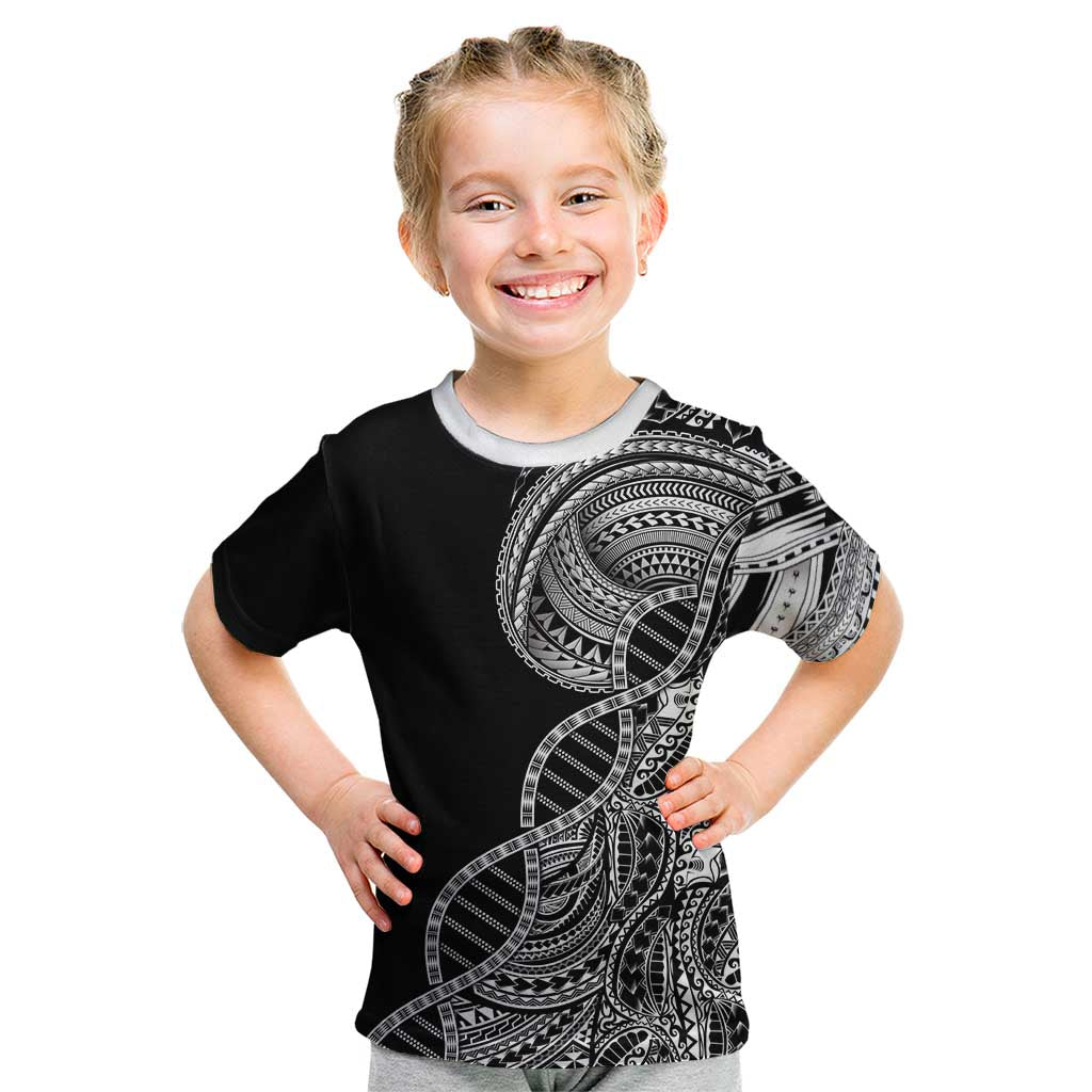 Samoan DNA Art Tattoo Kid T Shirt Polynesian Pattern Black Color