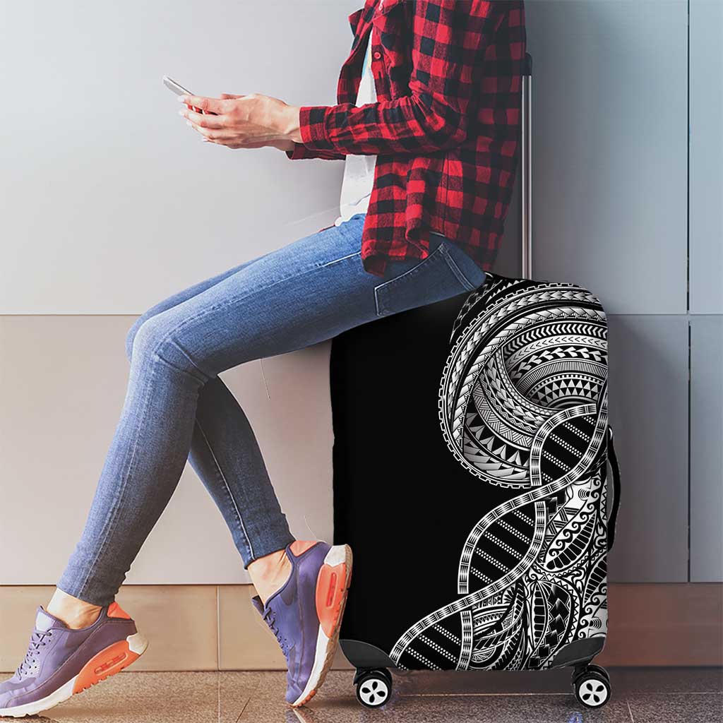Samoan DNA Art Tattoo Luggage Cover Polynesian Pattern Black Color