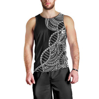 Samoan DNA Art Tattoo Men Tank Top Polynesian Pattern Black Color
