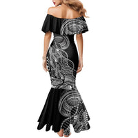 Samoan DNA Art Tattoo Mermaid Dress Polynesian Pattern Black Color