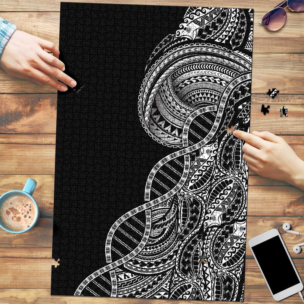 Samoan DNA Art Tattoo Puzzle Polynesian Pattern Black Color