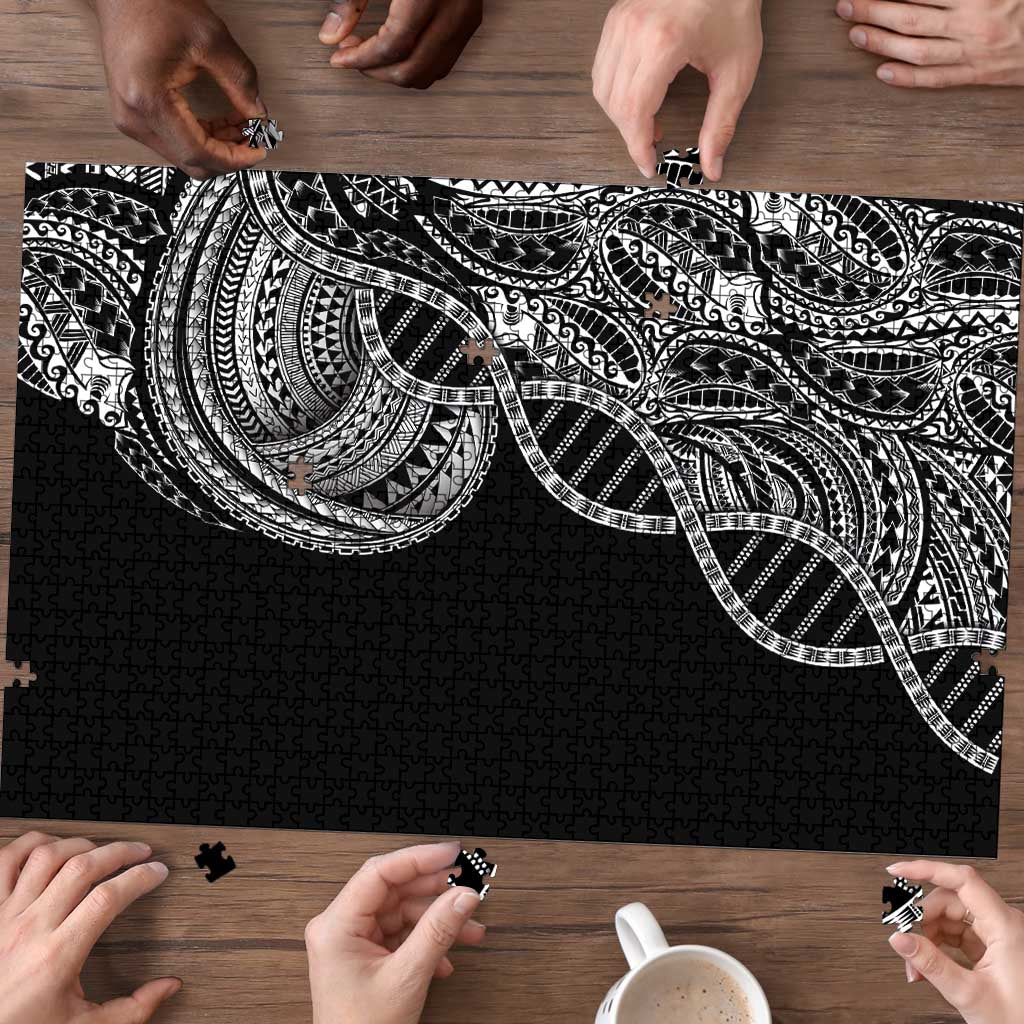 Samoan DNA Art Tattoo Puzzle Polynesian Pattern Black Color