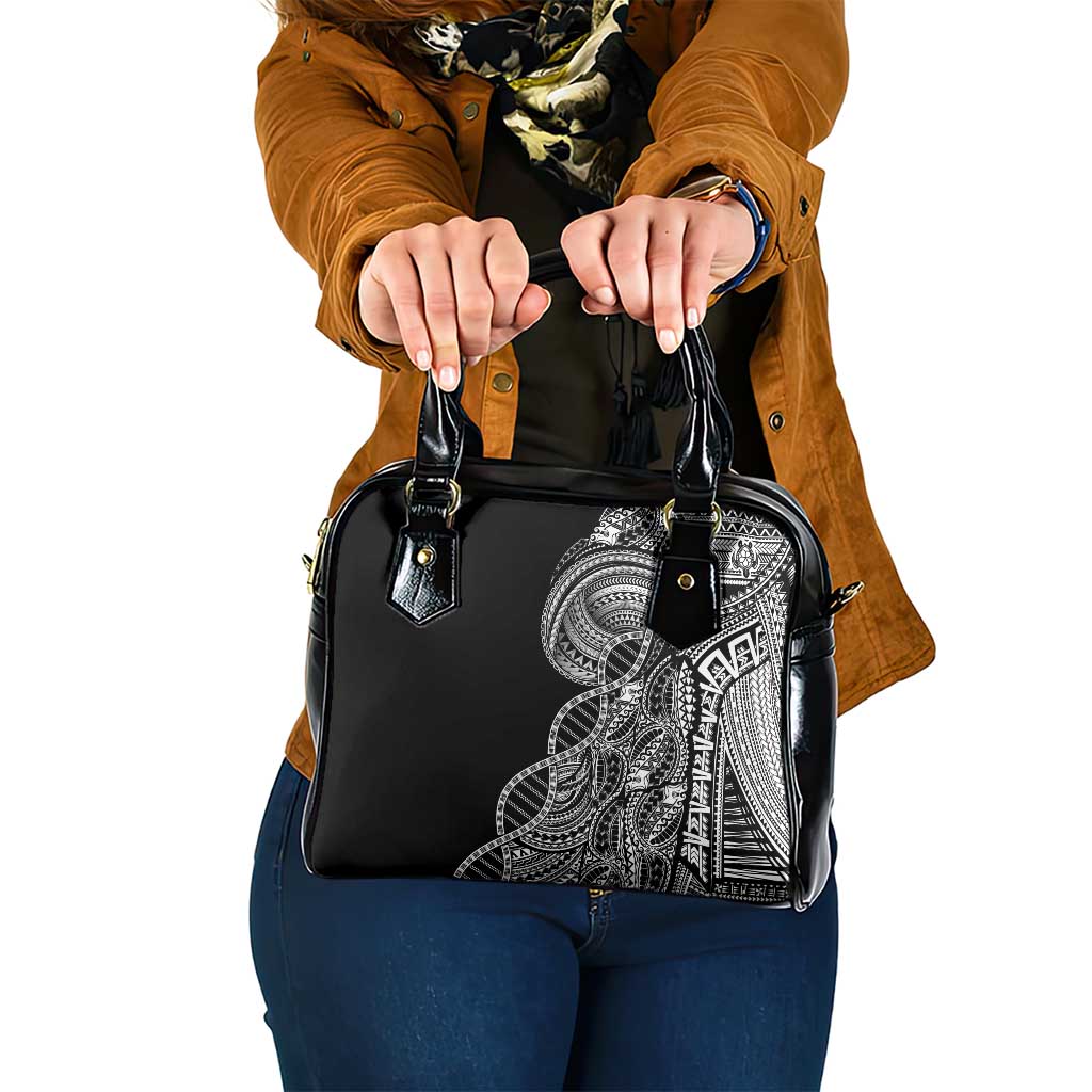 Samoan DNA Art Tattoo Shoulder Handbag Polynesian Pattern Black Color