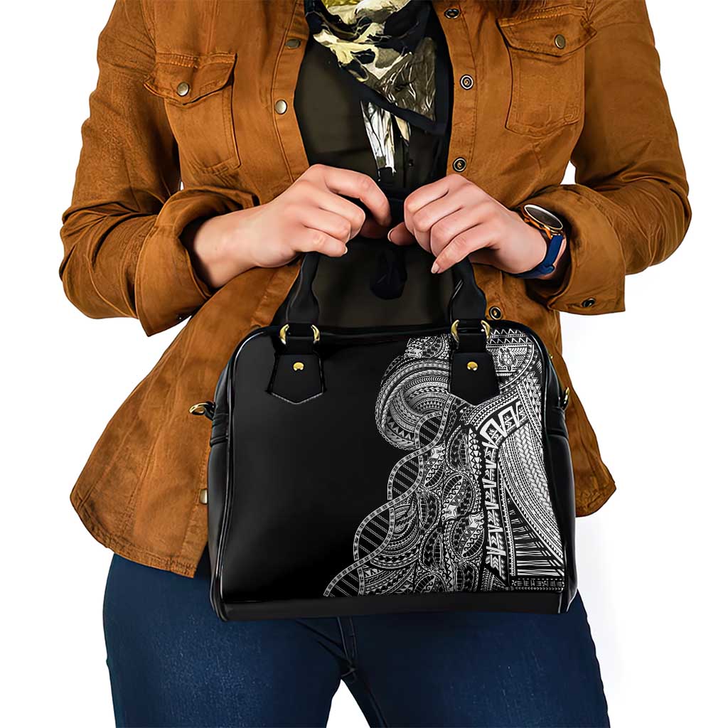 Samoan DNA Art Tattoo Shoulder Handbag Polynesian Pattern Black Color