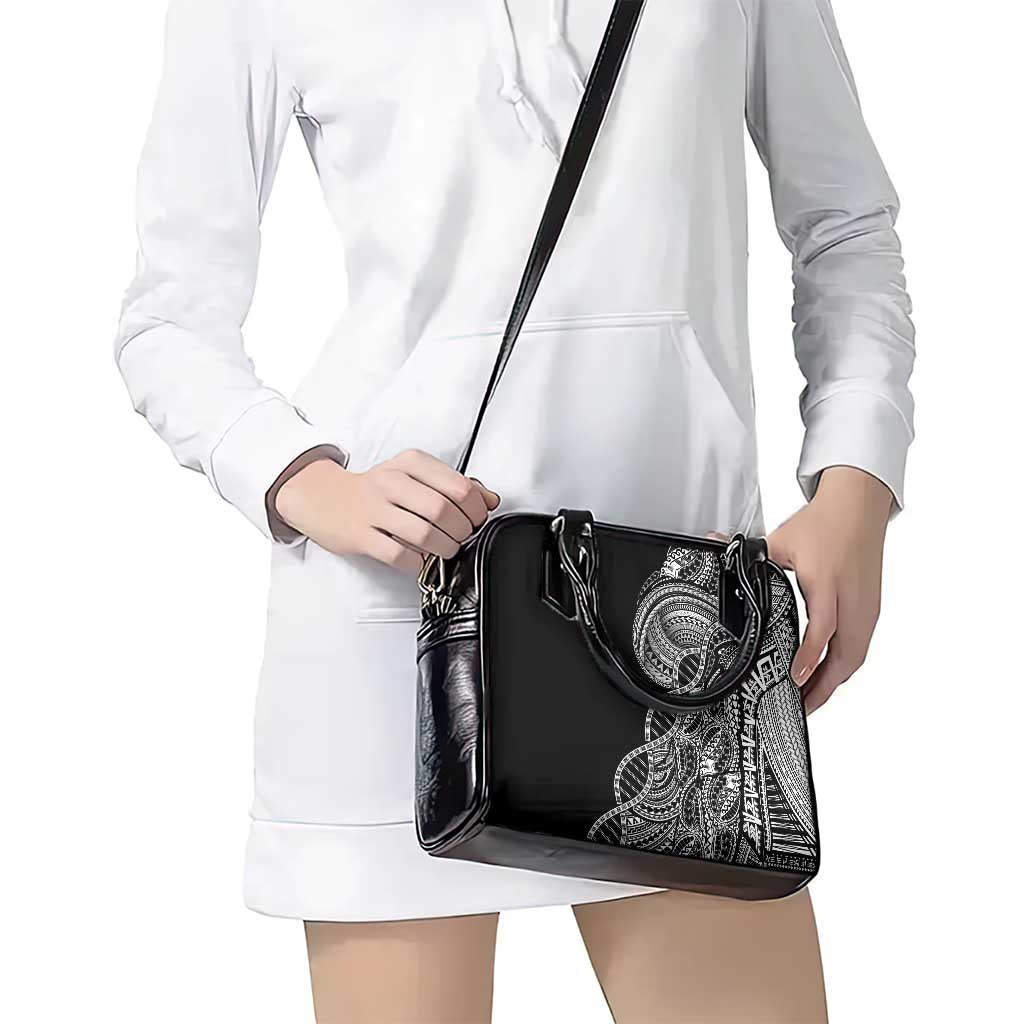 Samoan DNA Art Tattoo Shoulder Handbag Polynesian Pattern Black Color