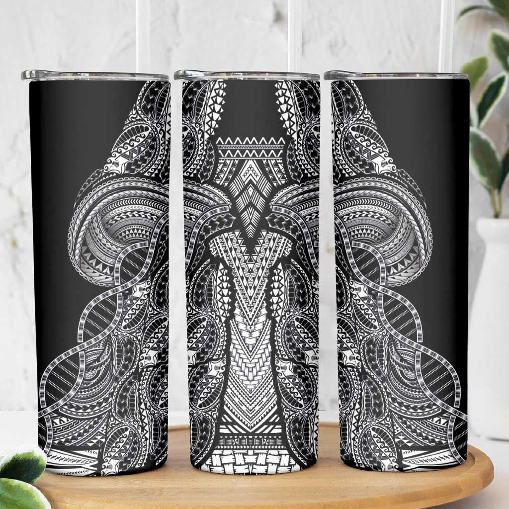 Samoan DNA Art Tattoo Skinny Tumbler Polynesian Pattern Black Color