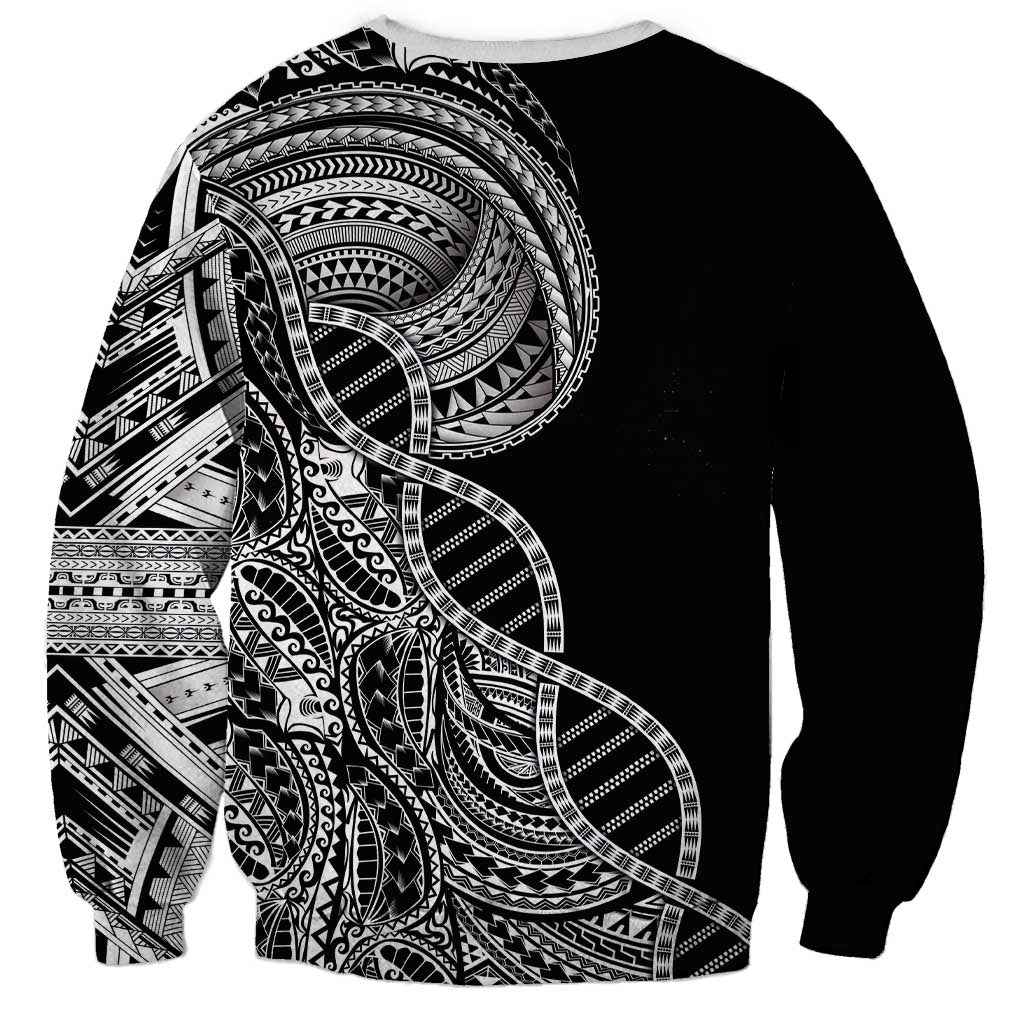 Samoan DNA Art Tattoo Sweatshirt Polynesian Pattern Black Color
