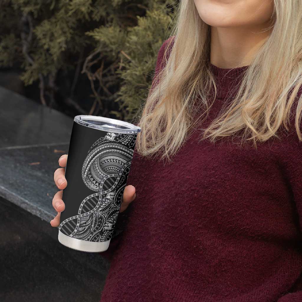 Samoan DNA Art Tattoo Tumbler Cup Polynesian Pattern Black Color