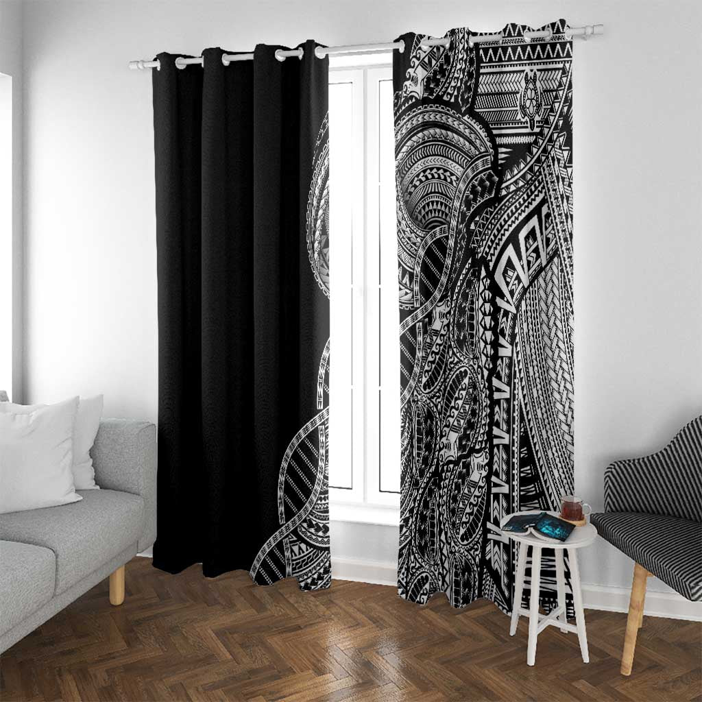 Samoan DNA Art Tattoo Window Curtain Polynesian Pattern Black Color