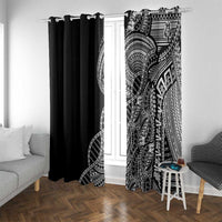 Samoan DNA Art Tattoo Window Curtain Polynesian Pattern Black Color