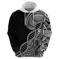 Samoan DNA Art Tattoo Zip Hoodie Polynesian Pattern Black Color