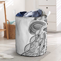 Samoan DNA Art Tattoo Laundry Basket Polynesian Pattern White Color