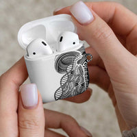 Samoan DNA Art Tattoo AirPods Case Polynesian Pattern White Color