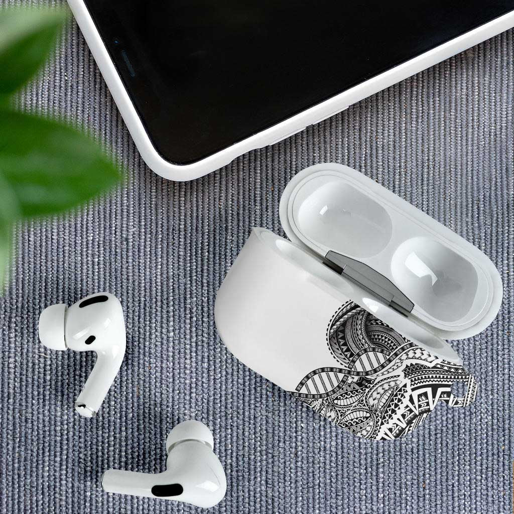 Samoan DNA Art Tattoo AirPods Case Polynesian Pattern White Color