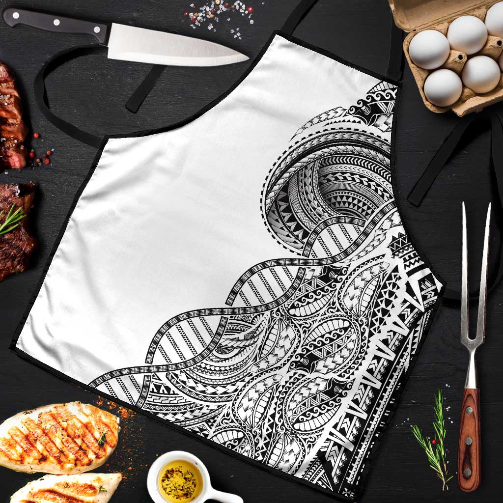 Samoan DNA Art Tattoo Apron Polynesian Pattern White Color