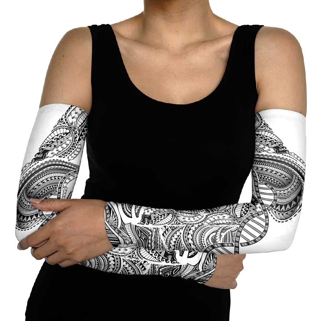 Samoan DNA Art Tattoo Arm Sleeves Polynesian Pattern White Color