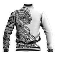 Samoan DNA Art Tattoo Baseball Jacket Polynesian Pattern White Color