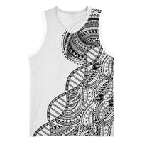 Samoan DNA Art Tattoo Basketball Jersey Polynesian Pattern White Color