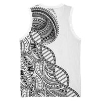 Samoan DNA Art Tattoo Basketball Jersey Polynesian Pattern White Color