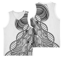 Samoan DNA Art Tattoo Basketball Jersey Polynesian Pattern White Color