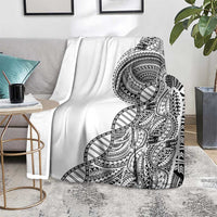 Samoan DNA Art Tattoo Blanket Polynesian Pattern White Color