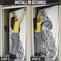 Samoan DNA Art Tattoo Door Cover Polynesian Pattern White Color