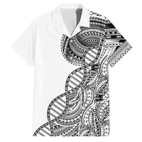 Samoan DNA Art Tattoo Family Matching Off The Shoulder Long Sleeve Dress and Hawaiian Shirt Polynesian Pattern White Color LT03 Dad's Shirt - Short Sleeve White - Polynesian Pride