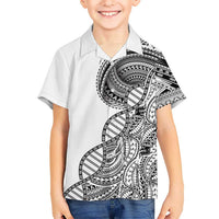 Samoan DNA Art Tattoo Family Matching Short Sleeve Bodycon Dress and Hawaiian Shirt Polynesian Pattern White Color LT03 Son's Shirt White - Polynesian Pride