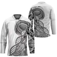 Samoan DNA Art Tattoo Hockey Jersey Polynesian Pattern White Color