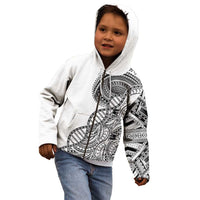 Samoan DNA Art Tattoo Kid Hoodie Polynesian Pattern White Color