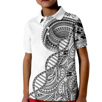 Samoan DNA Art Tattoo Kid Polo Shirt Polynesian Pattern White Color