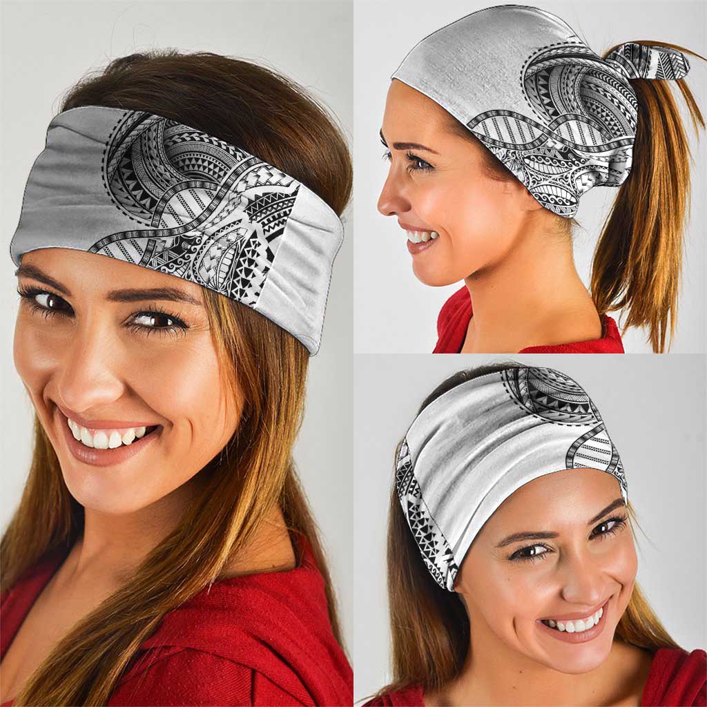 Samoan DNA Art Tattoo Neck Gaiter Polynesian Pattern White Color