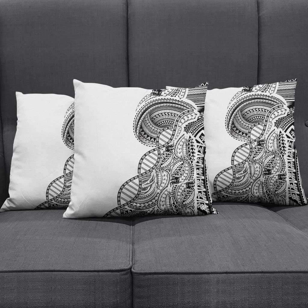 Samoan DNA Art Tattoo Pillow Cover Polynesian Pattern White Color