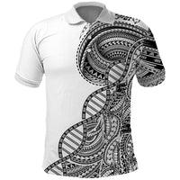 Samoan DNA Art Tattoo Polo Shirt Polynesian Pattern White Color