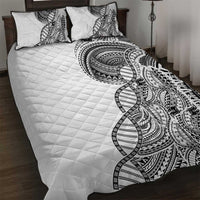Samoan DNA Art Tattoo Quilt Bed Set Polynesian Pattern White Color