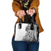 Samoan DNA Art Tattoo Shoulder Handbag Polynesian Pattern White Color