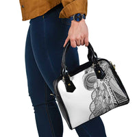 Samoan DNA Art Tattoo Shoulder Handbag Polynesian Pattern White Color