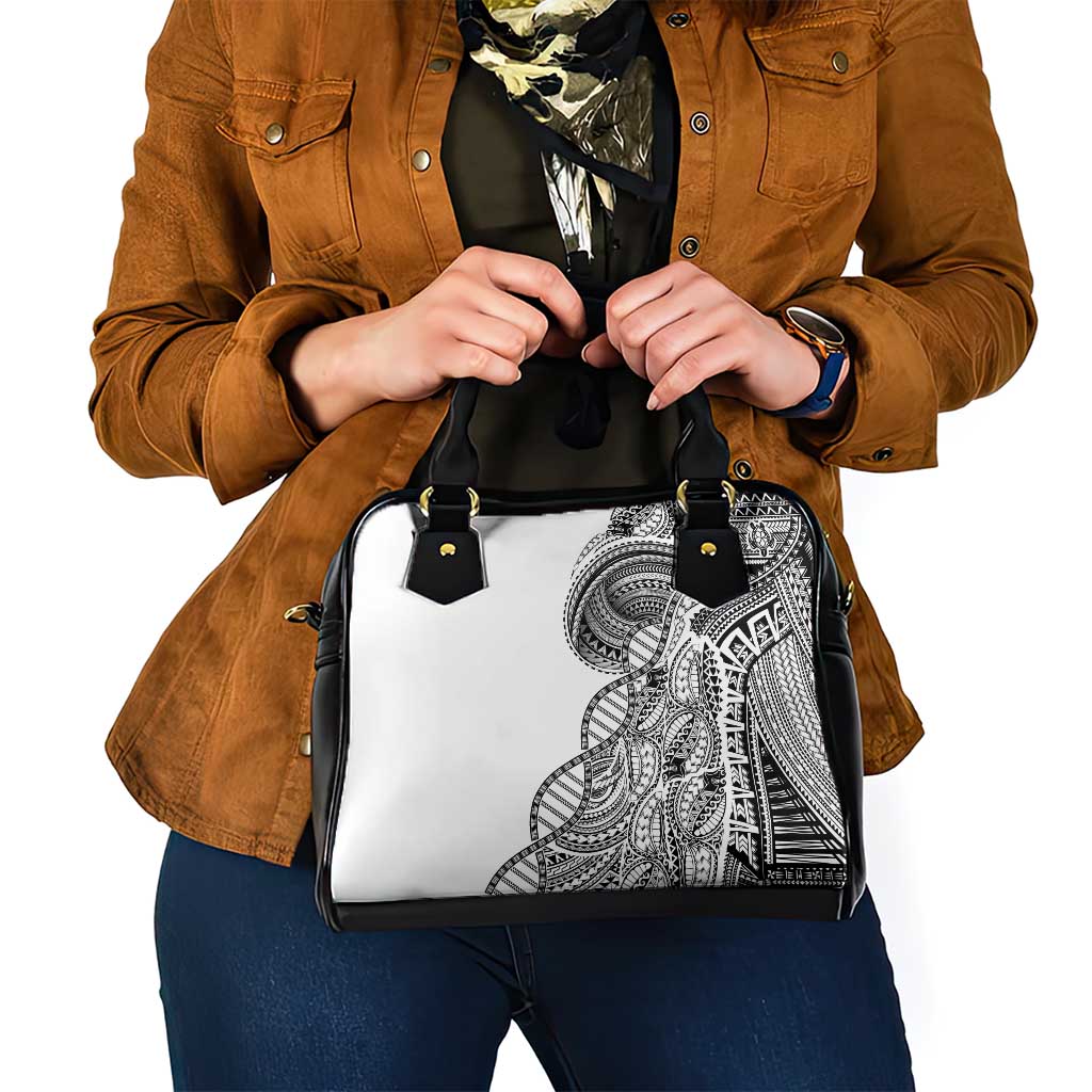 Samoan DNA Art Tattoo Shoulder Handbag Polynesian Pattern White Color