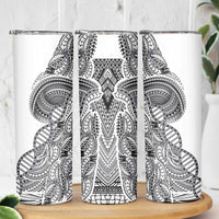 Samoan DNA Art Tattoo Skinny Tumbler Polynesian Pattern White Color