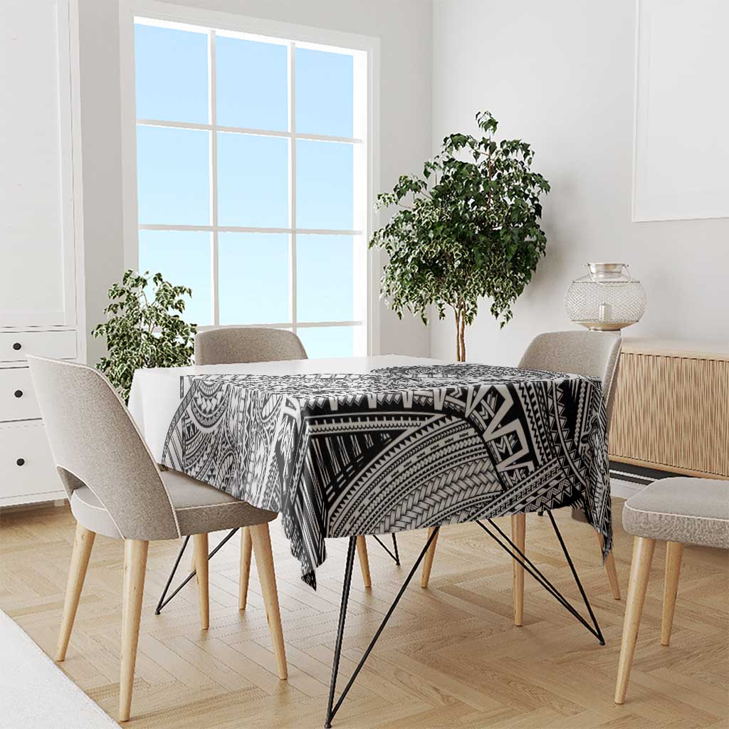 Samoan DNA Art Tattoo Tablecloth Polynesian Pattern White Color