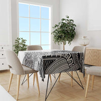 Samoan DNA Art Tattoo Tablecloth Polynesian Pattern White Color