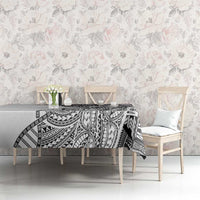 Samoan DNA Art Tattoo Tablecloth Polynesian Pattern White Color