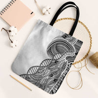 Samoan DNA Art Tattoo Tote Bag Polynesian Pattern White Color